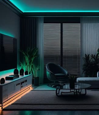 Decoração com fitas de led na sala