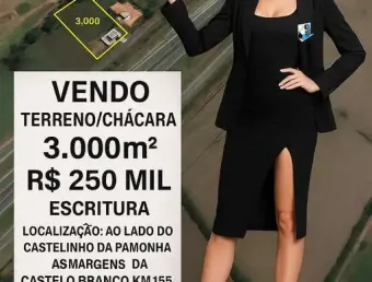 Fantástico terreno para chácara (com escritura e registro) a venda em frente rodovia castelo branco km 155 3.000m²