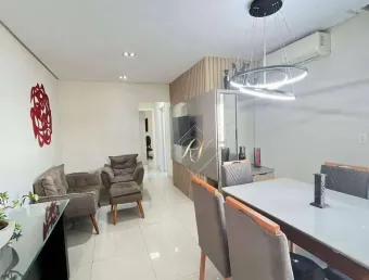 Varanda gourmet com churrasqueira à carvão fechada em vidro, 2 dormitórios com closet, vaga demarcada, lazer completo, no bairro gonzaga em santos!!!