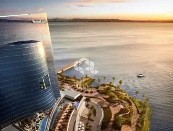 Sala com 103m² no pontal, em andar alto e vista para o guaíba