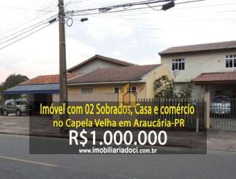 Imóvel com 02 Sobrados, 01 Casa e 01 Comércio no Bairro Capela Velha em Araucária-PR  - A venda por R$1.000.000,00