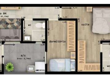Apartamento sem condomínio para venda em santo andré, vila curuçá, 2 dormitórios, 1 suíte, 2 banheiros, 1 vaga