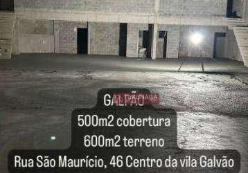 Galpão, 600 m² - venda por r$ 2.500,00 ou aluguel por r$ 20.300,00/mês - vila galvão - guarulhos/sp