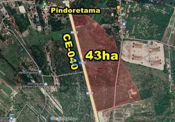 Veras vende tereno 43ha na ce-040 (asfalto) em pindoretama-c
