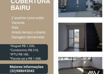 Cobertura com 2 dormitórios para alugar, 100 m² por r$ 1.596,00/mês - bairu - juiz de fora/mg