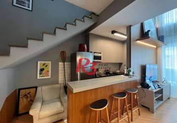 Flat com 1 dormitório à venda, 69 m² por r$ 750.000,00 - gonzaga - santos/sp