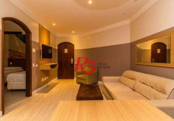 Flat com 1 dormitório à venda, 47 m² - gonzaga - santos/sp