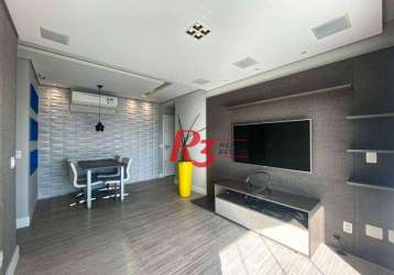 Apartamento de alto padrão com 2 dormitórios à venda, 80 m² - gonzaga - santos/sp