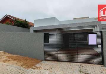 Casa nova  45 m², 2 qtos, 02 vgs, frente para a rua- aceita financiamento por r$ 280.000 - estados - fazenda rio grande/pr