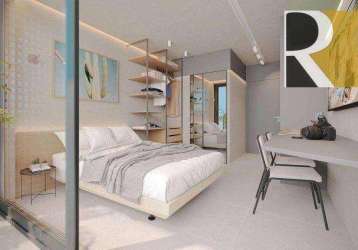 Flat mobiliado com 1 dormitório à venda, 22 m² a partir de r$ 360.000 - cabo branco - joão pessoa/pb