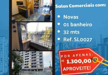 Sala comercial com 19 salas para alugar no parque jaçatuba, santo andré , 23 m2 por r$ 1.300
