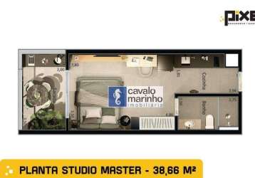 Studio com 1 dormitório à venda, 38 m² por r$ 301.000,00 - vila monte alegre - ribeirão preto/sp