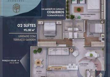 Apartamento para venda em florianópolis, coqueiros, 2 dormitórios, 2 suítes, 3 banheiros, 1 vaga