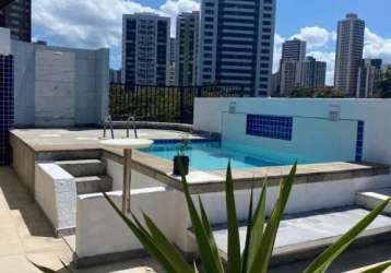 Cobertura vista mar com piscina e espaço gourmet privativo com 3 vagas de garagens  soltas em condomínio  no bairro ondina - salvador/ba