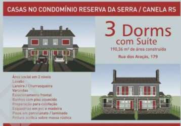 Casa em condomínio fechado com 3 quartos à venda na dos aracas, 179, reserva da serra, canela, 190 m2 por r$ 1.650.000