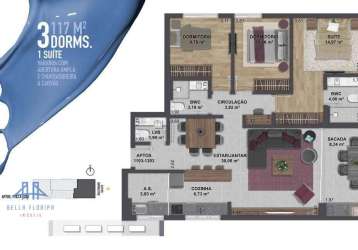Apartamento com 3 dormitórios à venda, 117 m² por r$ 2.259.293,62 - centro - florianópolis/sc