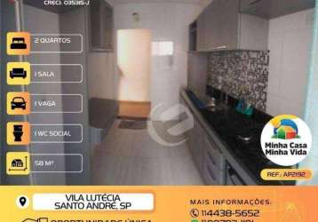 Apartamento à venda, 58 m² por r$ 234.999,00 - vila lutécia - santo andré/sp