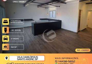 Cobertura com 3 dormitórios à venda, 152 m² por r$ 635.999,99 - vila camilópolis - santo andré/sp