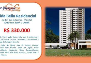 Apartamento com 2 dormitórios à venda, 53 m² por r$ 330.000,00 - jardim das indústrias - jacareí/sp