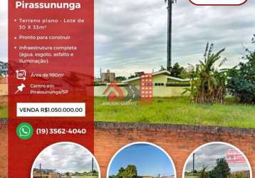 Terreno à venda no centro, pirassununga , 990 m2 por r$ 1.050.000