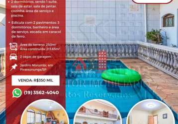 Casa com 5 quartos à venda no jardim morumbi, pirassununga , 250 m2 por r$ 350.000