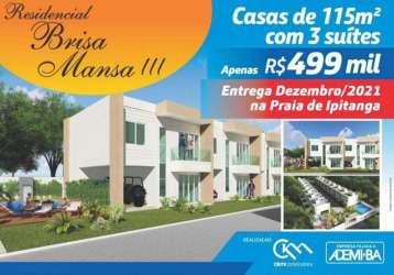 Casa para venda com 115 3 suítes ipitanga 500 mts praia