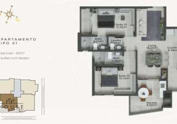 Apartamento com 2 suítes à venda, 82 m² por r$ 875.000 - fazenda - itajaí/sc