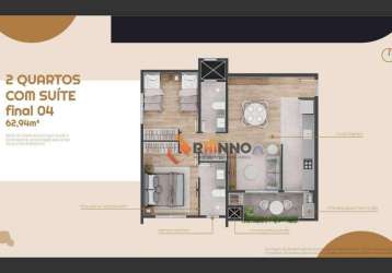 Apartamento lançamento com 2 dorms. 1 suíte à venda, 62,94 m² por r$ 497.000 - tingui