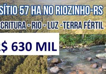 120907 sitio no riozinho escrit 57 hectares, com rio, terra fértil, luz e água encanada