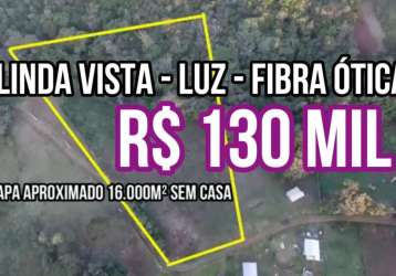 118137 chacara em  glorinha 1,6 ha sem casa  luz fibra ótica linda vista campo r$ 130 mil