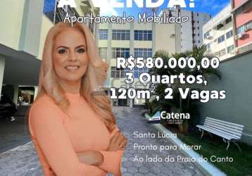Apartamento com 3 quartos à venda na rua mary ubirajara, santa lúcia, vitória, 120 m2 por r$ 580.000