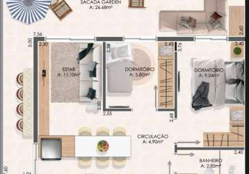 Venda | apartamento com 77,00 m², 2 dormitório(s). rincão, novo hamburgo
