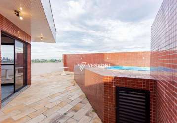 Cobertura com 3 quartos, suíte, 3 vagas, terraço com piscina, 335 m² - à venda por r$ 1.780.000 ou aluguel por r$ 7.000/mês - alto da xv - curitiba/pr