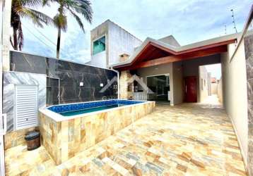 Casa em peruíbe moderna com acabamento de qualidade com  quartos  área de lazer com piscina