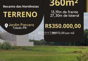 Terreno à venda, 360 m² por r$ 350.000,00 - jardim pancera - toledo/pr