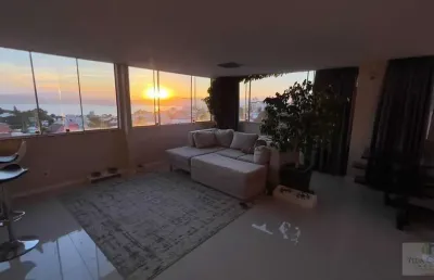 Cobertura linear com 4 dormitórios, vista sensacional à venda, 234 m² - abraão - florianópolis/sc