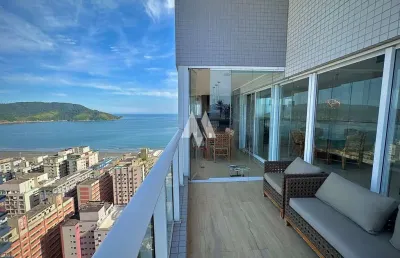 Apartamento duplex alto padrão vista mar à venda na quadra da praia no embaré - santos/sp