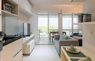 Apartamento mobiliado com 01 dormitório para locação na região do brooklin em são paulo, próximo à estação campo belo!