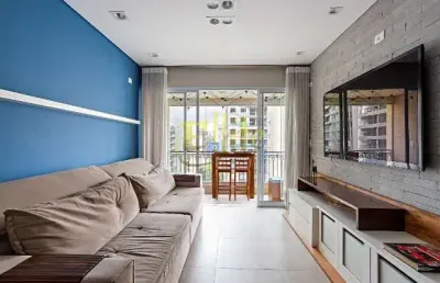 Apartamento mobiliado para locação e venda com 02 dormitórios na região do brooklin, são paulo!
