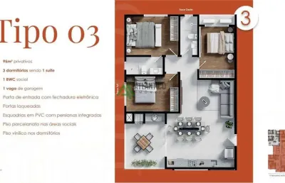 Apartamento com 3 quartos à venda na Rua Gerônimo de Souza, 167, Gravata, Navegantes