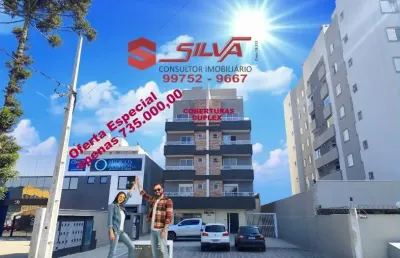 Cobertura duplex no centro c/137m² - 02 qtos sendo 01 suítes master c/ sacadas - espaço gourmet c/ terraço - 02 garagens cobertas - pinhais - pr