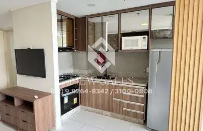 Apartamento flat 2 quartos + escritório mobiliado 55mts jardim goias