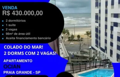 Já viu este? 50 metros do mar apê 2 dorms grande com vista + 2 vagas + lazer por apenas...