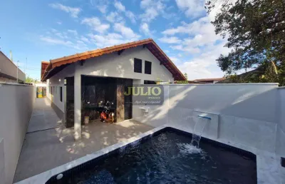 Casa com 3 dormitórios à venda no jardim suarão, itanhaém – com piscina, churrasqueira e a 800m da praia