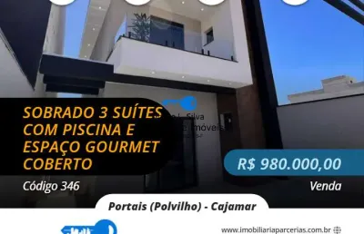 Sobrado no portal iii 3 dormitórios  3 suíte 2 com varanda e piscina !