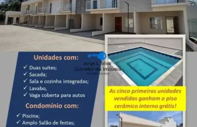 Sobrados de 2 dormitórios 2 suítes com sacada condomínio fechado polvilho !