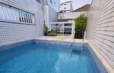 Casa triplex, piscina e churrasqueira - aparecida - santos/sp.