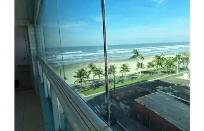 Apartamento 1 dorm - sacada - pé na areia e vista mar- jardim real - praia grande sp