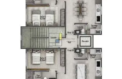 Apartamento a 300m do mar, 2 suítes no centro de navegantes.