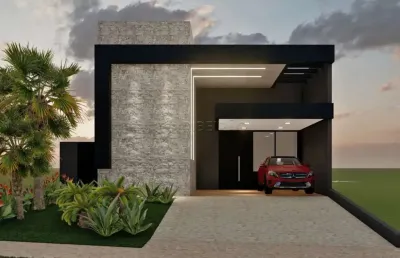 Casa térrea em condomínio fechado, 03 suítes com armários planejados, piscina e churrasqueira.